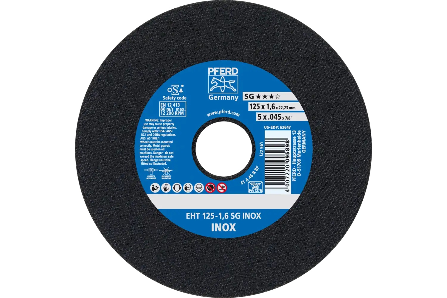 Picture of Pferd Cut-Off Wheel, 5" X .045 X 7/8, Sg Inox, T1, Aluminum Oxide